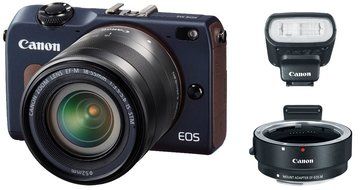 Canon EOS M2 Mirrorless Digital Camera with EF-M 18-55mm + EX90 Speedlite Flash + EF-M Adapter Kit (Blue) International...