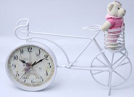 Decorative Metal Bicycle Desk Clock, 14&quot; Long, 9&quot; Tall with Effiel Tower Pattern