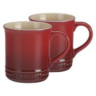 Le Creuset of America Stoneware Set of 2 Mugs, 12-Ounce, Cerise (Cherry Red)