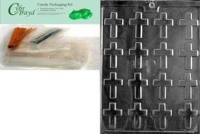 Cybrtrayd R004 Bite Size Crosses Chocolate Candy Mold with Exclusive Cybrtrayd Copyrighted Chocolate Molding Instructions... N6