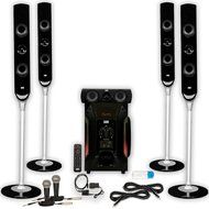 Acoustic Audio AAT1000 Tower 5.1 Speakers with USB Bluetooth Optical Input 2 Mics and 2 Extension Cables