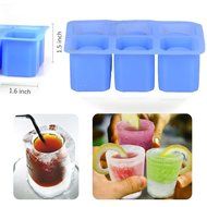 2win2buy [2 PCS] 6-Cup Ice Cubes Glass Square Silicone Mold Cool Shooters Tray Dessert Jelly Cups