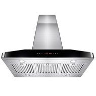 AKDY&reg; 36" Kitchen Stainless Steel Island Mount Range Hood w/ LED Touch Control Panel &amp; Stainless Steel Baffle...