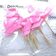 DOOXOO 2&quot; Hot Pink Satin and Glitter Bow Cupcake Toppers or Finger food picks - Weddings &amp; Birthday Party ( Set... N6