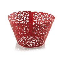 Welldone 100pcs Filigree Vine leaves Laser Hollow Edge Baking Cake Cups Birthday Party (Red) N7