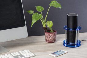 Speaker Stand for Amazon Echo, UE Boom and Other Models - Protect and Stabilize Alexa by Wasserstein (Bamboo) N15
