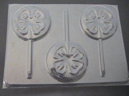 4H Clover Chocolate Candy Lollipop Mold
