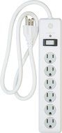GE 14014 6-Outlet General Purpose Surge Protector, 800 Joules, 8ft Cord, White, with Twist to Lock Safety Covers... N5