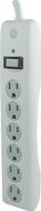 GE 14014 6-Outlet General Purpose Surge Protector, 800 Joules, 8ft Cord, White, with Twist to Lock Safety Covers... N6