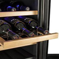 Koldfront 24 Bottle Free Standing Dual Zone Wine Cooler - Black and Stainless Steel