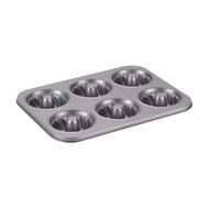 Cake Boss Novelty Nonstick Bakeware 6-Cup Round Cakelette Pan, Gray