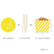 Andaz Press Party Favors Kit with Rectangle Mini Baking Loaf Pans and DIY Toppers, Eat Me, Pink, 12-Pack N41