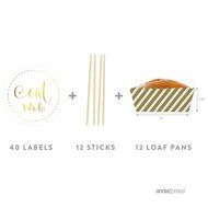 Andaz Press Party Favors Kit with Rectangle Mini Baking Loaf Pans and DIY Toppers, Eat Me, Pink, 12-Pack N42