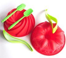 chef habitu&eacute;- Deluxe Set of Silicone Round Bundt Cake Pans in 2 Designs Baking Mold Sets - Includes Red Silicone... N10