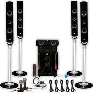 Acoustic Audio AAT1000 Tower 5.1 Speakers with USB Bluetooth Optical Input 2 Mics and 5 Extension Cables