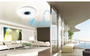 LED Ceiling Lamp with 25W Bluetooth Speaker, Color Change, APP Remote Control,Flush Mount Lighting for Bedroom N2