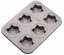 Cake Boss Novelty Nonstick Bakeware 6-Cup Round Cakelette Pan, Gray N3