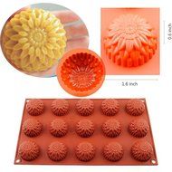 DiDaDi 15 Cavity Food Grade Silicone Non Stick Flowers Cake Bread Mold for Thanksgiving Chocolate Soap Candy Baking... N2