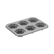 Cake Boss Novelty Nonstick Bakeware 6-Cup Round Cakelette Pan, Gray N4