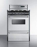 Summit TTM63027BKSW 24" wide gas range with sealed burners, stainless steel doors, and deluxe backguard; replaces... N5