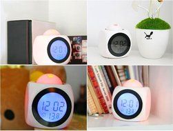 Surborder Shop LED Projection Digital Alarm Clock White N3