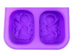 Hanperal 4 Cavity Silicone DIY Soap Mold Handmade Candle Mould Rectangular Mold with Angel Design N5