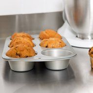 Muffin | Cupcake Pan with 6 Large Aluminum Cups fits Easily into a Toaster Over and includes 100 White Liners... N2