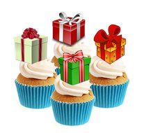 Christmas Presents Collection 12 Edible Stand up wafer paper cake toppers - UNCUT (5 - 10 BUSINESS DAYS DELIVERY...