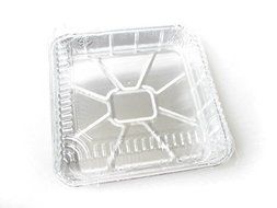 Disposable Aluminum 7-7/8&quot; x 7-7/8&quot; Square Cake Pan with Clear Plastic Lid #1155P (100)