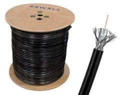 Sewell Direct SW-30352 RG59 Bulk Cable, CCS, Black, 95% Braid, Dual Shielding, Direct Burial, 1000' Spool