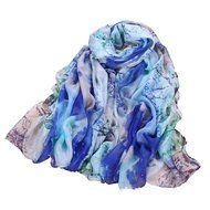 TR.OD Women Printed Floral Chiffon Scarf Shawl Large Multicolor Beach Sunblock