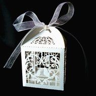 BUYBUYMALL 50PCS Laser Cut Heart Love Birds Wedding Favor Box Bridal Shower Party Candy Sugar Gift Boxes with... N8