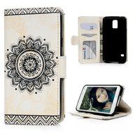 S5 Case,Samsung Galaxy S5 Case (I9600) - Wallet Embossed Totem Flower Design Folio Flip PU Leather with Stand...