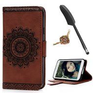 S5 Case,Samsung Galaxy S5 Case (I9600) - Wallet Embossed Totem Flower Design Folio Flip PU Leather with Stand... N4