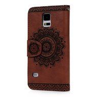 S5 Case,Samsung Galaxy S5 Case (I9600) - Wallet Embossed Totem Flower Design Folio Flip PU Leather with Stand... N5
