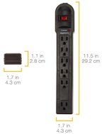 AmazonBasics 6-Outlet Surge Protector Power Strip, 790 Joule - White N10