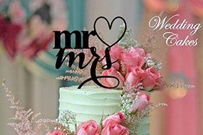 ShinyBeauty Mr And Mrs Cake-Topper,Custom Wedding Cake Topper (Design 12) N12