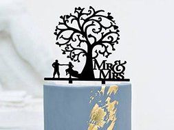 ShinyBeauty Mr And Mrs Cake-Topper,Custom Wedding Cake Topper (Design 12) N14