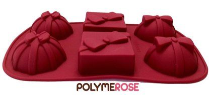 Silicone GIFTS Cake Baking Pan for Baking and for Crafts. 6 Cavity Mold- Silicone by Polymerose T.M. N2
