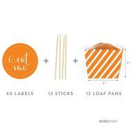 Andaz Press Party Favors Kit with Rectangle Mini Baking Loaf Pans and DIY Toppers, Eat Me, Pink, 12-Pack N48