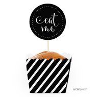 Andaz Press Party Favors Kit with Rectangle Mini Baking Loaf Pans and DIY Toppers, Eat Me, Pink, 12-Pack N50