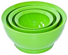Calibowl Big Sur Stack Set of 3 Plastic Mixing Bowls, Green