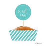 Andaz Press Party Favors Kit with Rectangle Mini Baking Loaf Pans and DIY Toppers, Eat Me, Pink, 12-Pack N52