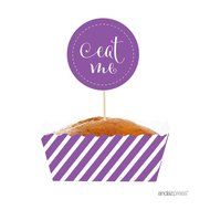 Andaz Press Party Favors Kit with Rectangle Mini Baking Loaf Pans and DIY Toppers, Eat Me, Pink, 12-Pack N53