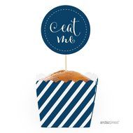 Andaz Press Party Favors Kit with Rectangle Mini Baking Loaf Pans and DIY Toppers, Eat Me, Pink, 12-Pack N54