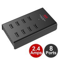 EZOPower International 8-Port 96W 19.2A Smart USB Desktop Charger Station with 2.4A output each with 3 International...