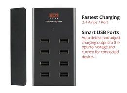 EZOPower International 8-Port 96W 19.2A Smart USB Desktop Charger Station with 2.4A output each with 3 International... N2