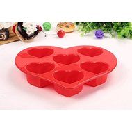 BakeBear 6 in One Heart Shape Baking Cake Pans, Red Love Silicone Cake Mold Edible Cake Decorations dipshop
