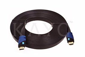 KAYO Hi-Speed FLAT HDMI1.4 Cable 25 FT/ SOFT PVC Sleeve/ Supports Ethernet,3D,4K &amp; Audio Return, Bonus CABLE Tie