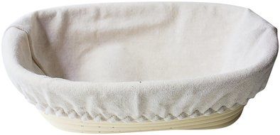 Bread Experience 9 Inch Oval Banneton Proofing Bread Basket, Cotton Liner, Instruction Card N3